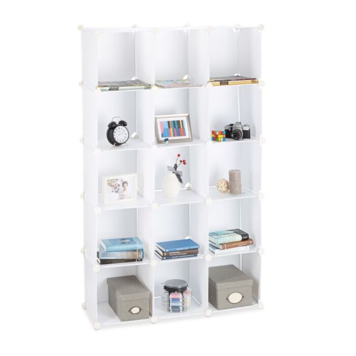 Relaxdays 15-Compartment Plastic Storage Shelf