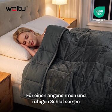 Обважнююча ковдра WOLTU для дорослих, 9 кг, 150x200 см, сіра — антистрес ковдра для глибокого сну та релаксації