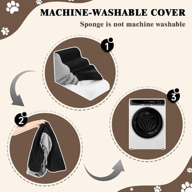 Східці для собак та котів JUOIFIP, 4 сходинки, для маленьких порід, чорного кольору, миючий, антиковзкий