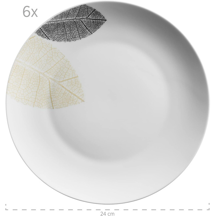 Сервіз MÄSER 931215 для 6 осіб, 30 предметів, білий порцеляновий посуд без обідків