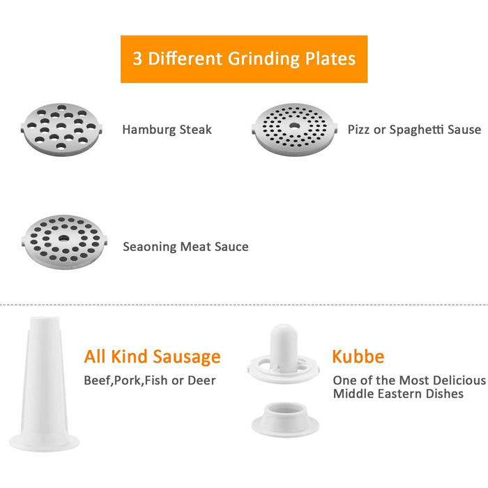 Електрична м'ясорубка Profi 1500 Вт 4-в-1 з контейнером для зберігання, набором для ковбас, 3 дисками та насадкою для печива - для дому