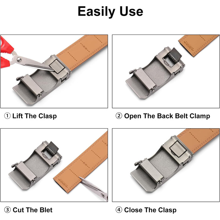 Чоловічий шкіряний ремінь SENDEFN з автоматичною пряжкою, ширина 35 мм, регульований розмір, колір 
