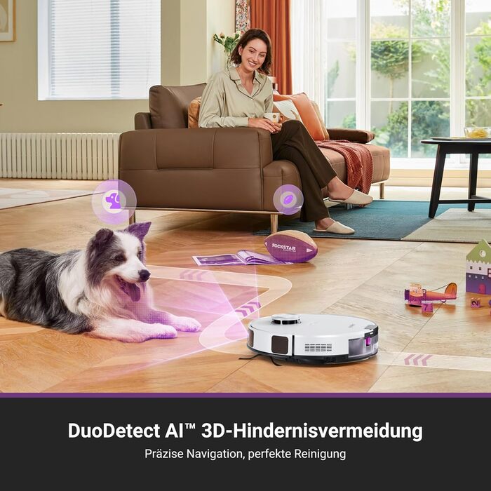 Робот-пилосос EUREKA E20 Plus з автопідняттям мопа та LiDAR-навігацією, 4000Pa, проти шерсті тварин, керування через додаток та голосовий помічник, білий