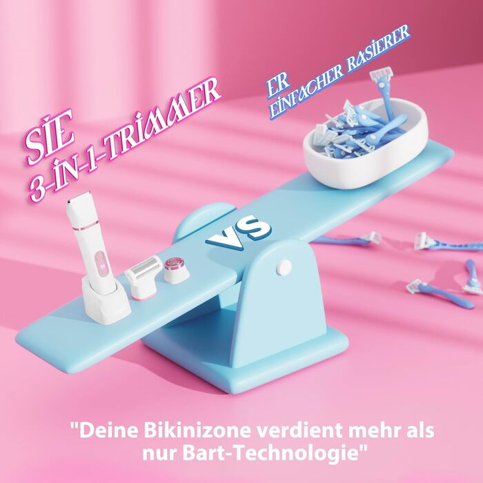 Електричний жіночий тример 3-в-1 для тіла та інтимної зони з LED-дисплеєм, IPX7, USB, (Білий)