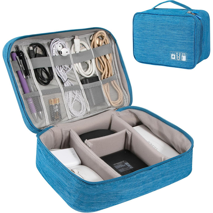 Водонепроникна сумка-органайзер для кабелів та аксесуарів: USB-накопичувачі, SD-карти, Power Bank (Himmelblau)