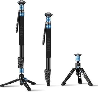 SIRUI Монопод 3-в-1 з штативом, алюміній | 190 см, 12 кг, швидка фіксація, 360° для камери та відео (AM-404FL+QC-55)