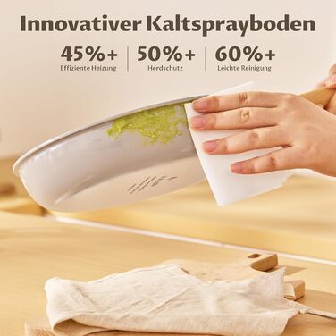 Набір сковорідок для індукції, 20/24/28 см, керамічне покриття з бакелітовою ручкою, антипригарне покриття, молекулярно з'єднане дно для індукції, підходить для всіх типів плит, без PTFE, PFAS та PFOA, 3 шт.