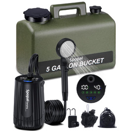 Портативна душова кабіна для кемпінгу з акумулятором 10000mAh та 20л баком. Комплект для відпочинку на природі, в авто та для миття тварин