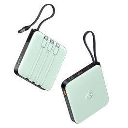 Power Bank VRURC 20000mAh з кабелем USB-C 22.5W QC3.0 Швидка зарядка Зовнішній акумулятор для iPhone, Huawei, Android (Зелений)