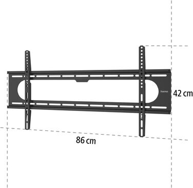 Hama TV Wall Mount Bracket (37-90 inch TVs, up to 100kg, VESA 800x400) - Fixed Black TV Wall Mount with Low Profile, Includes Fischer Anchors & Instructions