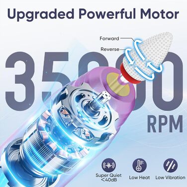 Електричний набір для манікюру Nagelfräser: 13 насадок, 5 швидкостей, 35000 обертів/хв, для гелю та акрилу