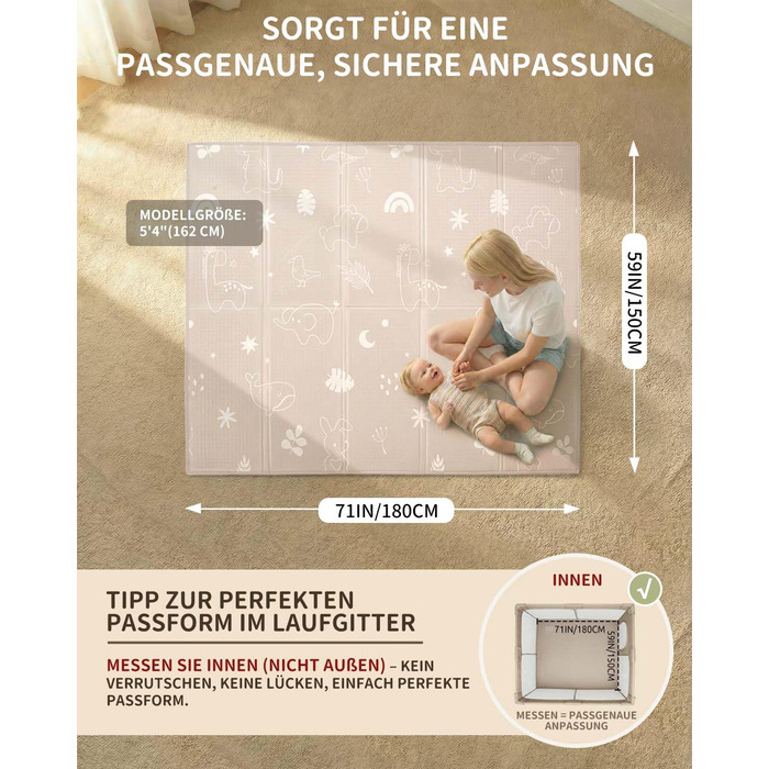 Дитячий килимок для ігор Krabbelmatte 150x180 см, складаний, водонепроникний, антиковзкий, з сумкою для перенесення - Ліс