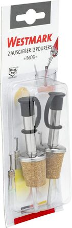 Виливники для пляшок Westmark 2 шт. (спирт, олія, оцет), нержавіюча сталь, корк, з повітряною трубкою, з петлею, сріблясті