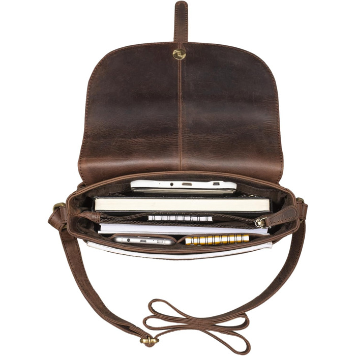 Стильна жіноча сумка-месенджер STILORD Kira з натуральної шкіри вінтаж, колір коньяк (Zamora - коричневий) для вечірок та міста