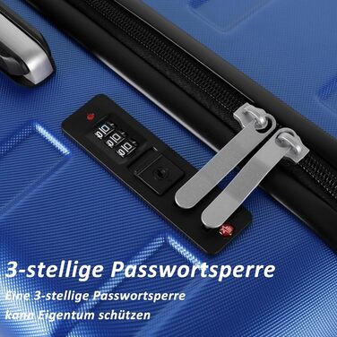 Набір валіз TANTOMI 3 шт., ABS, з колесами, 20/24/28 дюймів, блакитний, ручна поклажа (M)