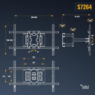 Настінний кріплення для телевізора RICOO S6144 (32-55 дюймів, до 50 кг, VESA 400x400)