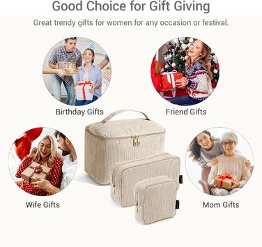 Косметичка MAGEFY для макіяжу: 2 шт. у наборі, з відділеннями, бежевого кольору, для подорожей та щоденного використання