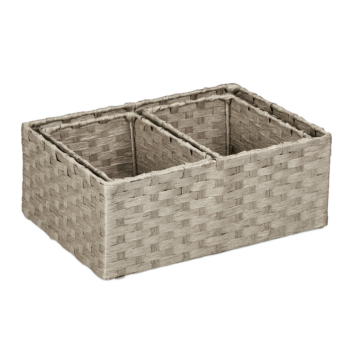 Relaxdays Woven Storage Basket 3-Piece Set