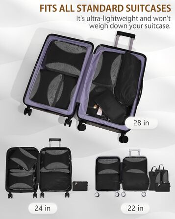 Органайзери для валізи Anjing Compression Cubes - 10 шт., компресійні кишені для подорожей, сірий колір