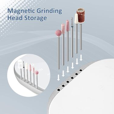 Електричний апарат для манікюру та педикюру Madenia TouchPro – професійний фрезер для гелевих нігтів з HD-дисплеєм та 6 насадками (сірий)