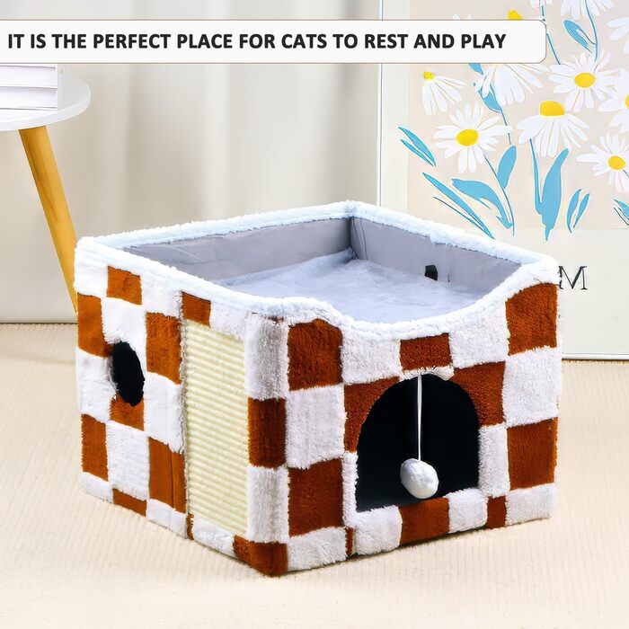 Кішка Будиночок-Печера ERNAN з подряпувачем та іграшкою, червоний, S