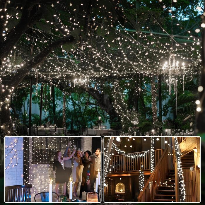 LED гірлянда 100 метрів, 800 LED, тепле світло. Декорація для дому, саду, вечірки, весілля. З таймером та пам'яттю.