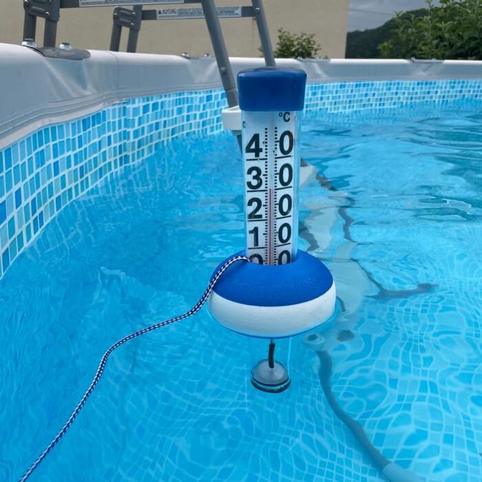 TFA Dostmann Neptun Swimming Pool Thermometer, 40.2003, for pool and pond, comfortable water temperature reading, large, easy to read, L 125 x W 125 x H 385 mm