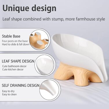 Підставка для мила самостійно спорожняється, форма листка, кераміка, мармур, порцеляна, декоративна, без присосок, ANTIS'S HOME, 1 шт. - Мармур (1 шт., Коричневий)