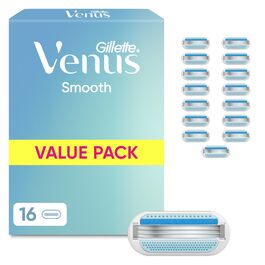 Смінні леза для жіночої бритви Gillette Venus Smooth, оригінальні, сині, 16 шт в упаковці