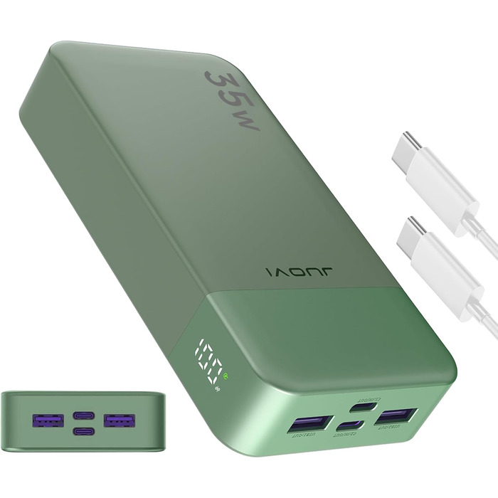 Power Bank JUOVI J2651, 20000mAh, 35W USB-C, Швидка зарядка, Зелений