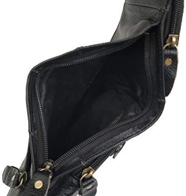 Чорна сумка через плече Sport Nylon для чоловіків та жінок: кросбоді, фанша, нагрудна, для подорожей, школи, бізнесу, ноутбука, велосипеда, туризму, кемпінгу, рюкзак-день, чорна (#02schwarz)