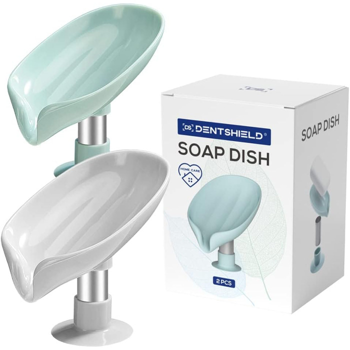 Набір з 2 мисок для мила з водовідведенням, зелено-сірого кольору. Підходить для кухні та ванної кімнати. Без свердління, для твердого шампуню.