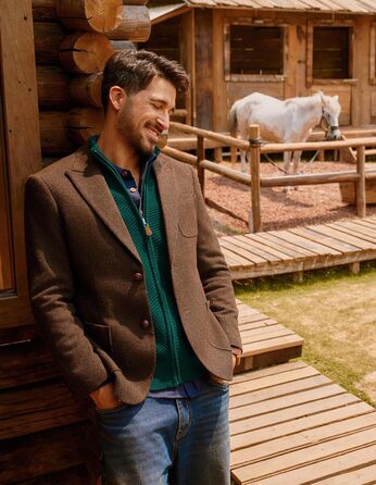 Кардиган чоловічий PJ PAUL JONES з блискавкою та стоячим коміром, грубий в'язання (S, Зелений)