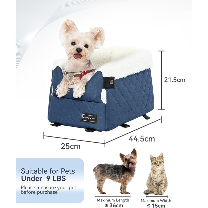 Автомобільний лежак для собак PETSFIT - чорний/синій, до 5 кг, з захисними гаками