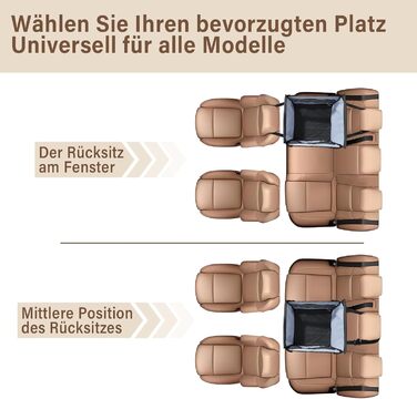 Автокрісло для собак - водовідштовхувальне автокрісло для маленьких та середніх собак з сітчастим вікном та ременем безпеки - складаний кошик для собак в авто для будь-якого розміру (Чорний)