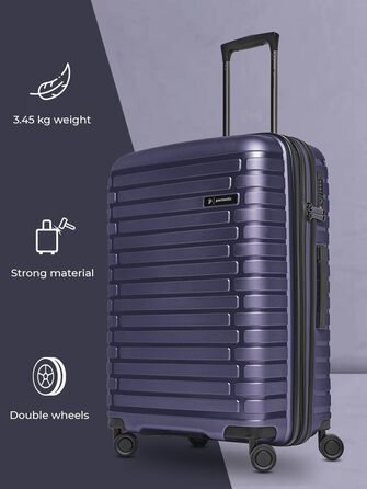 Чохол-валіза на колесах середнього розміру 66 см, розширюється до 75 літрів | З міцного поліпропілену, 4 колеса, TSA-замок | Колекція 04 (фіолетовий металік)