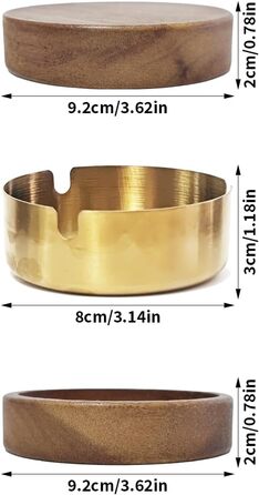 Дзеркальний попільничка для вулиці з дерева Рунає, 90 мм, горіх, з кришкою та знімною вставкою з нержавіючої сталі, для авто, офісу, вітальні, подарунок для чоловіків, дідуся, тата, чоловіка