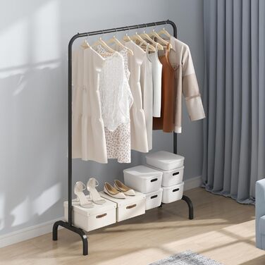 VEVOR Clothes Rack Wardrobe Rack 1 Clothes Rod, Durable Clothes Rack Black 400 x 1010 x 1510 mm Clothes Rack for Bedroom, Laundry Room, Dressing Room, Entrance, etc.