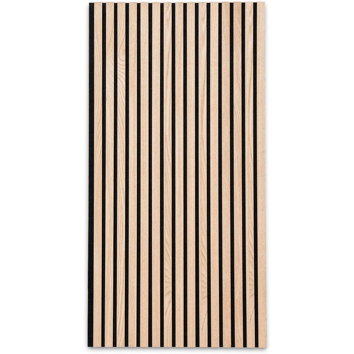 Акустичні настінні панелі KARAT з натурального шпону дуба (White Oak), ламелі з дерева та фетру для шумоізоляції та звукопоглинання, 118 x 60 см