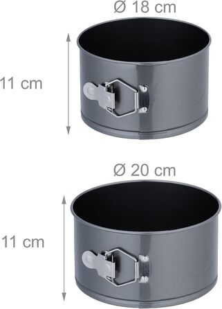 Набір форм для випічки Relaxdays, 5 шт., діаметр 12-20 см, сталь, антипригарне покриття, круглі, антрацит