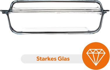 Жаростійка форма для запікання KADAX 3.95 л з кришкою, прямокутна скляна посудина для духовки та електроплити, прозора, для лазаньї та м'яса