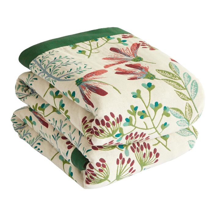 Богемна ковдра Boho 150x200 см, 100% бавовна, двостороння муслінова ковдра, плед для дивану та ліжка, Patchwork, зелено-бежева