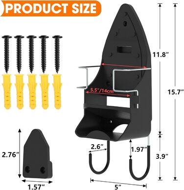 Підставка для праски, кріплення для гладильної дошки, чорна, для дому, ванної кімнати та пральні, електрична, до 13,7 см