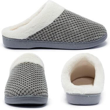 Тапочки жіночі зимові з меморі-піною, теплі, зручні, з антиковзаючою підошвою, плюшеві, легкі, для дому, сірі, 40/41 EU