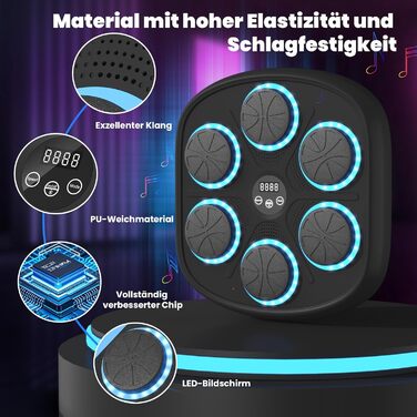 Електронна боксерська машина RevFit з LED-підсвіткою, Bluetooth, 9 режимів швидкості та режим підрахунку ударів, для дітей та дорослих, 45 см
