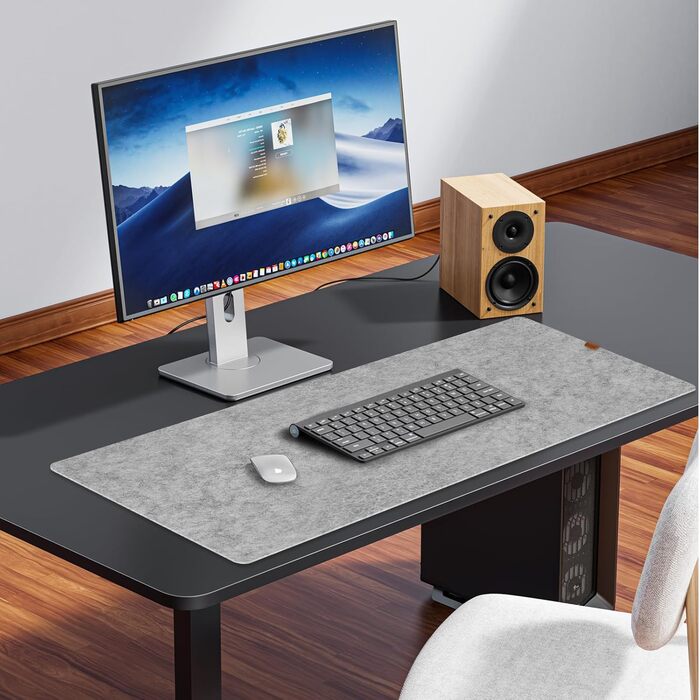 Підкладка на стіл з фетру 80x40 см сірого кольору - антиковзаюча, для офісу та дому