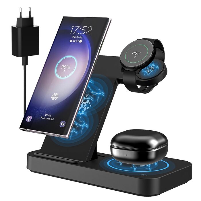 Бездротова зарядка 3-в-1 для Samsung Galaxy: годинники, смартфони, навушники