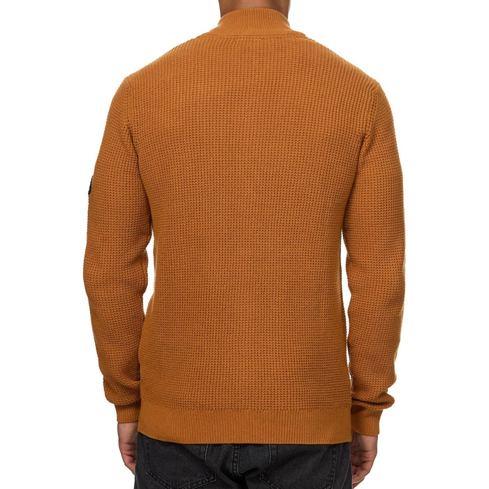 Чоловіча в'язана жилетка Indicode INayton зі стійким коміром та блискавкою | Кардіган з тонкого в'язання для чоловіків (M, Карамель)