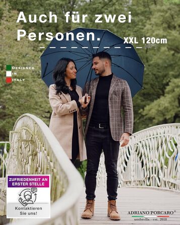 Стійкий до вітру парасолька Ø120см, великий парасолька XXL з відбиваючим краєм, 12 спиць, з чохлом - для чоловіків та жінок, оливково-зелений (блакитний)