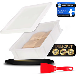 DELICRET - Pizza Starter Kit | First-class pizza ingredients for unforgettable enjoyment | Pizza Ball Box (1x Box & 1x Lid & 1x Spatula)